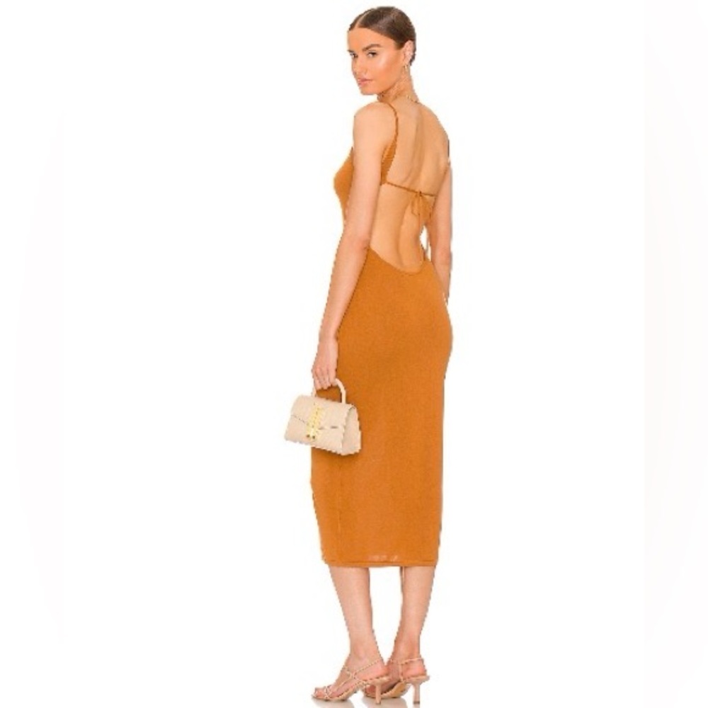 Weekend Stories Ossie Midi Slip Dress Rust Orange Open Back Size Small